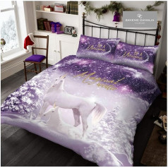 Gaveno Cavailia Luxury Quality Xmas Be A Unicorn Christmas Duvet Cover Premium Soft and Cozy Shiny Bedding Set King Size Purple Polyester Purple Double