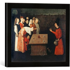 Hieronymus Bosch The Pocket Player Art Print ierāmēta glezna augstas kvalitātes ar rokām darinātā rāmī 40 x 30 cm Matt Black