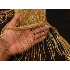 CRAFTCURE Fashion Gold Beaded Large Tassel Lace Trim projektēšanai kleitas un izmanto pasakains izrotāšana izskatās. Iepakojums 1 m, zelta