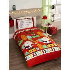 Father Christmas Kids Vater Weihnachten Kinder Santa Presents Weihnachts Junior Quilt Bettbezug und Kissenbezüge Kleinkinder Bettwäsche-Set, Mehrfarbig