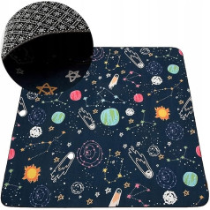 HAMUR HOME Baby Play Mat, Non-Slip Play Mat, Foldable Crawling Mat, Children's Baby Rug, 150 x 150 cm, for Children's Room, Playroom, Washing Machines, Washable Children's Mat (Space)