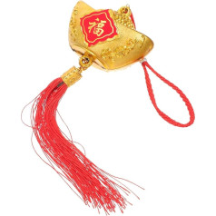 HOMSFOU Chinesische Neujahrsdekorationen Frühlingsfest Knotenanhänger Chinesischer Knoten Hängende Verzierung Chinesischer Feng-Shui-Barren Goldener Barren Yuan Bao Locken Reichtum Und