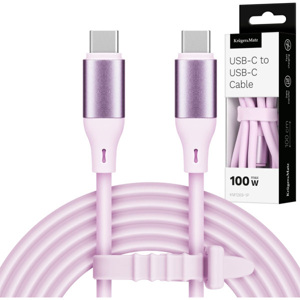 C tipo USB - C tipo USB 1 m ilgio silikoninis laidas rožinis Kruger&Matz Basic