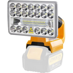 ‎Hipoke Hipoke 18V 2000LM daudzfunkcionāla bezvadu LED darba gaisma ar USB lukturi, kas saderīga ar Dewalt 18V akumulatoru, āra lukturītim būvlaukumā (bez akumulatora)