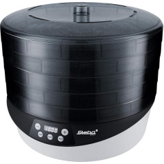 Steba ED 8 Electronic Dehydrator | for Drying and Preserving Fruit, Vegetables, Herbs and Much More | Even and Quick Drying Thanks to 360° Rotating Drying Days - Black/White