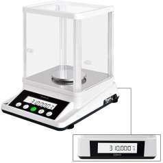 Skaitmeninės analitinės laboratorinės svarstyklės - elektroninės tiksliosios svarstyklės su 1mg tikslumu ir 2 LCD ekranais - 310g/0,001g