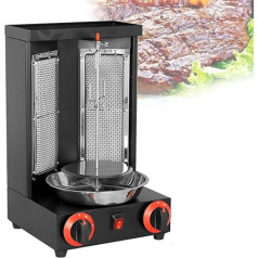 Gas-Döner-Kebab-Maschine Edelstahl Vertikaler Broiler,Dönergrill Tischgrill Bbq Grillofen,Für Kebabs,Spieße Und Braten Für Haushaltspartys,A-Black