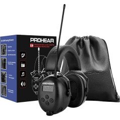 PROHEAR 033 Ausu aizsargi ar radio, SNR31dB - austiņas ar Bluetooth FM/AM, iebūvētu mikrofonu un trokšņu slāpēšanu trokšņainām brīvā laika aktivitātēm - melnas krāsas