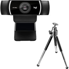 Logitech C922 Webcam PRO ar statīvu, Full HD 1080p, 78 ° skata leņķis, autofokuss, ekspozīcijas kompensācija, H.264 kompresija, USB ports straumēšanai, izmantojot OBS, XSplit u. c. PC / Mac / ChromeOS / Android