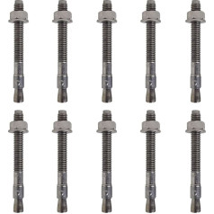 10 x Remstaler skrūvju enkuri, nerūsējošais tērauds A4, M6, M8, M10, M12, M16, M20, ražots Vācijā, tērauda enkurs, ķīļa enkurs, betona dībelis, izplešanās enkurs, uzmavas enkurs (16 x 130).