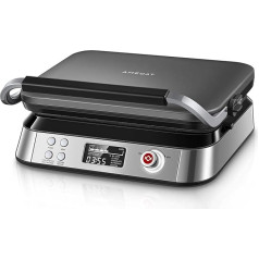 Waffle Iron 2 Minutes Ready, Advanced Control, 5 Different Programmes, 7 Browning Levels, Control via LCD Display, Timer, 1600 Watt, Stainless Steel