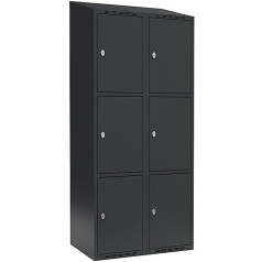 kaiserkraft | Schließfachschrank Fydor | 3 Fächer | grau | B 800 mm | 2 Abteile | schräge Dachform | Vorhängeschloss