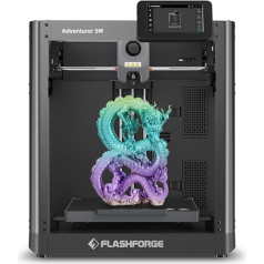 FLASHFORGE Adventurer 5M 3D printeris ar maksimālo drukas ātrumu 600 mm/s, automātiskā izlīdzināšana, FDM 3D printera kodola XY struktūra, ātri noņemama 280°C sprausla, drukas izmērs 220 x 220 x 220 mm