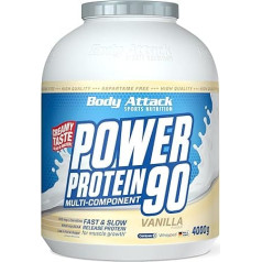 Body Attack Power Protein 90 pulveris, vaniļas, 4 kg, 4 kg tūba