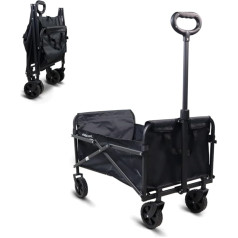 Mobiclinic®, Duna Basic Foldable Handcart for Beach and Garden, Adjustable Handle, 360º 4WD Wheels, Load Capacity 80 kg, 71 x 47 x 50 cm, Waterproof, Steel, PVC, Black