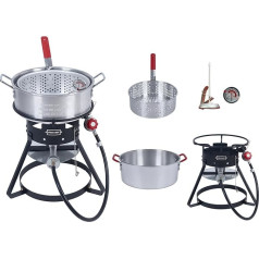 Fire Riot 10 Qt Fischfritteusen-Set mit dicken Aluminiumtöpfen und Korb, Outdor Propan Canjun Fritteuse mit verstellbarem 0-10 PSI Regler, Stahlrahmen Kochbasis