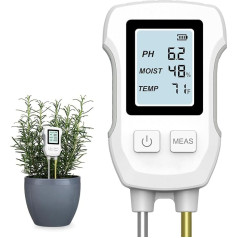 Insoma Augsnes mitruma mērītājs, 3 in 1 digitālais augu augsnes mērītājs Augsnes testēšanas komplekts ar PH/temperatūru/mitrumu Dārzkopība, zāliens, lauksaimniecība, ziedi