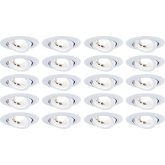 Paulmann 99997 LED padziļinājumā iebūvējamā gaisma 20 gab., grozāma 82 mm 70° 20 x 4,8 W 20 x 450 lm 230 V 3000 K White Matt