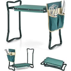 GOPLUS Kneeler, 2-in-1 dārza darba krēsls, saliekamais dārza krēsls ar instrumentu somu un EVA putu spilvenu, maksimālā slodze 150 kg, atbalsts ceļgaliem dārzkopībā (ar 1 instrumentu somu, zaļš)