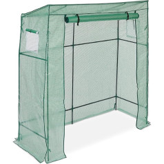 Relaxdays Tomato Greenhouse H x W x D: 197 x 197 x 77 cm, Slanted Roof, Zip Door, 2 Windows, Greenhouse, PE, Green