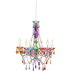 Kare Design Hängeleuchte Starlight Rainbow, Mehrfarbig, 55cm Durchmesser, Deckenlampe, Kronleuchter, Stahlgestell, Acryl Ketten, keine Leuchtmittel inklusive, 70x55x55 cm (H/B/T)