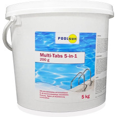 PoolSun Multitabs 5 in 1 Hlors 200 g - 5 kg Kombinētās tabletes ar 5 funkcijām