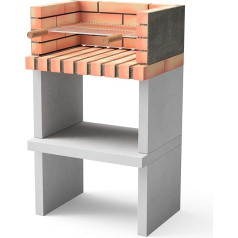 Movelar - Vorgefertigter Grill für Holz und Kohle, Modell Nizza / Zon Short Plus, Grau, Orange, 62 x 46 x 107 cm, Ref: M00045 - Verwendung im Außenbereich