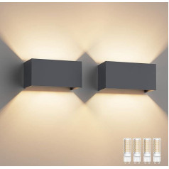 Klighten 2 x LED sienas gaisma ar nomaināmu G9 LED lampu, silti balta, 3000 K, alumīnija LED sienas gaisma iekštelpām/āra telpām, regulējams gaismas leņķis, āra apgaismojums dzīvojamai istabai dārzā, antracīts