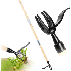 Выдергиватель сорняков Stand Up Weeder 44 Inch Manual Weed Puller Tool with Long Wooden Handle, Heavy Duty 4 Claw Head, Easy to Remove Weeds Without Bending or Kneeling