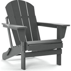 TORVA Adirondack Adirondack pārstrādāta plastmasas HDPE saliekamais āra terases krēsls Zāles krēsls Laikapstākļu izturīgs Adirondack krēsls Grey