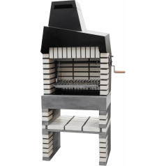 Movelar - Fertiggrill für Holz und Kohle, Modell California Plus, Vollgrill (Grau / Weiß, 86,5 x 58 x 215 cm), Nr.: M00135 - Naudojimas aukštesnėje vietoje