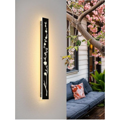 LED garais sienas apgaismojums melns 80 cm āra sienas apgaismojums 25 W IP67 ūdensnecaurlaidīgs Villa sienas lampa 3000 K persiku ziedu dizains garas sienas lampas āra sienas ārsienas dārzi veranda kāpnes terases apgaismojums