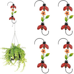 MOROBOR S formas augu pakaramie 4 Pack Black Metal Bird Feeder Cute and Vivid Ladybird Plant Hook for Garden Planters Flower Baskets Pots Bird Feeder