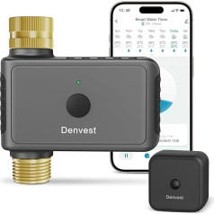 WiFi-Sprinkler-Timer mit Messingeinlass & -auslass, WiFi-Wasser-Timer für Gartenschlauch, Schlauch-Timer mit WiFi-Hub, APP & Sprachsteuerung, Smart Bewässerungs-Timer für Rasen und Hof Kompatibel mit