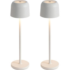 Qazqa - Modern Set van 2 tafellampen mushroom off white incl. laadstation - Raika Touch-funktion Dimmer I Dimmbar I Außenbeleuchtung - Aluminium Länglich - I LED