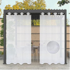 ZWGQZYTX Logu aizkars Voile Garden Waterproof Panel White Outdoor Curtain for Porch Pergola Cabana Gazebo Conservatory Cortina White Yarn Pack of 2 | W 130 cm x H 130 cm