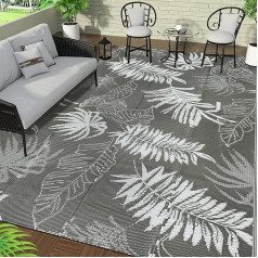 Falflor āra paklājs Plastmasas divpusējs ūdensizturīgs iekštelpu āra liels grīdas paklājs RV Patio Beach Backyard Deck 180 x 270 cm Grey