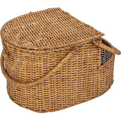 Creative Co-Op Ovaler Rattan-Picknickkorb mit offenem Seitenfach, natur