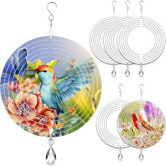 WindMage Sublimation Wind Spinner Blanks 3D alumīnija metāla metāla vēja skulptūra kinētiskie vērpēji pagalmam un dārzam iekštelpu mākslas rotājumi piekaramie rotājumi apaļš 6 iepakojums