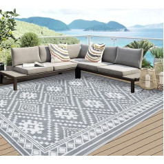 famibay Ūdensizturīgs āra terases paklājs 6 x 9 collas Ūdensizturīgs plastmasas salmu paklājs Reversible Patio Mat Āra kempinga paklājs Viegls pārnēsājams patio Rv