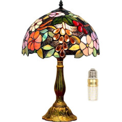 FUMAT Tiffany lampa Nakts lampa Retro 240 V Maza galda lampa Rose Grape Krāsains stikls 40 cm abažūrs Guļamistabas rotājums Guļamistabas galda lampa Nakts lampa Galda lampa ar E27 LED spuldzīti