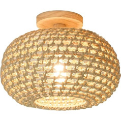 Vintage boho rotangpalmas lampa, bambusa griestu lampa, piekaramā lampa, moderns griestu abažūrs, E27 lampas turētājs, diametrs 30 cm, koka lampa, vannas istabas lampa, virtuves, dzīvojamās istabas, guļamistabas gaisma,