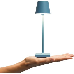 SIGOR Nuindie kabatas dimmējama neliela LED galda lampa ar akumulatoru iekštelpās un ārpus telpām IP54 aizsargāta pret šļakatām 21 cm augstums 21 cm uzlādējama ar USB-C 7 stundu apgaismojuma laiks Delfīnu zils