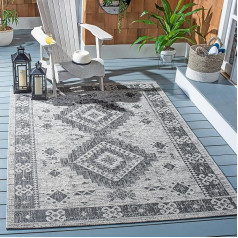 SAFAVIEH Courtyard Collection CY8546 Teppich, 2,7 x 30,5 cm, wasserdicht, leicht zu reinigen, für Terrasse, Hinterhof, Schmutzbereich, Hellgrau/Anthrazit