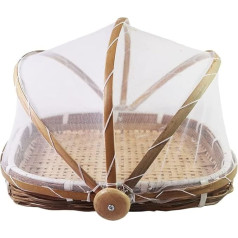 zaizai Food Expensing Tent Basket, Round Picnic Basket, Food Tent Basket with Net, Vegetable Fruit Food Meal Cover, Table Server Medium