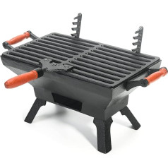 Sungmor Strapazierfähiger Grillrost aus Gusseisen - für drinnen und draußen, kleiner Holzkohlegrill-Herd - 31,5 x 19 cm, rechteckig, idealiai tinka griliams, kempingams, piknikams, vakarėliams