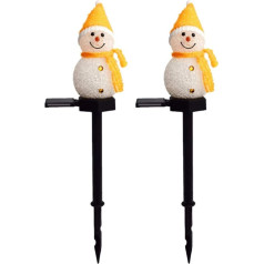 OSALADI Pack of 2 Snowman Plug Lights Solar Garden Lights Stake Christmas Solar Track Lights Christmas Snowman Lights Earth Plug Light Snowman Stick Desk Plastic