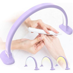 Schreibtischlampe für Nägel, halbrund, 30 Zoll, LED-Schreibtischlampe mit Telefonhalterung für Nagelvideoaufnahmen, Beauty-Lampe für Wimpern mit einstellbarer Helligkeit von 3000 K bis 6000 K, Violett