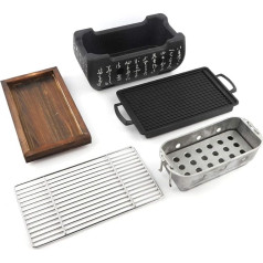 Vikye Japanischer Grill, Holzkohleofen aus Aluminium und Edelstahl, 24 x 12,5 x 11,5 cm, standarta, 9,4x6,1x4,5 collas