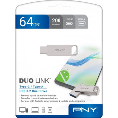 Flash atmintinė 64gb usb 3.2 duo-link p-fdi64gdulinktyc-ge